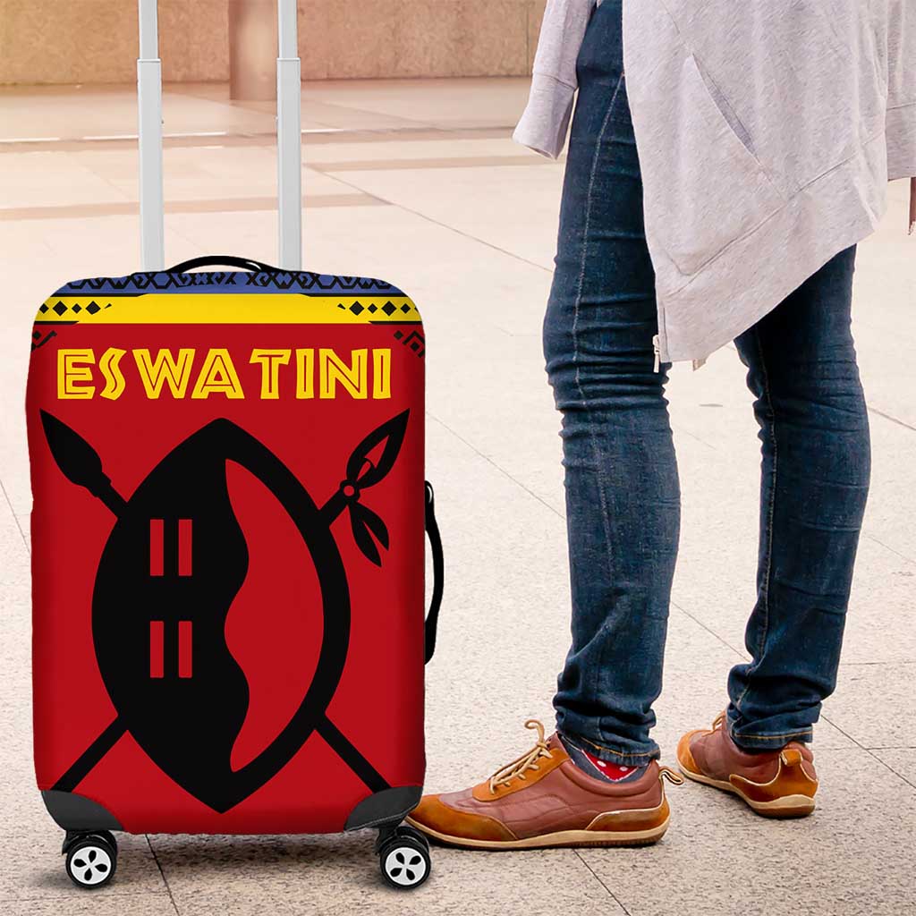 Eswatini Flag Luggage Cover Nguni Shield Spear Pattern