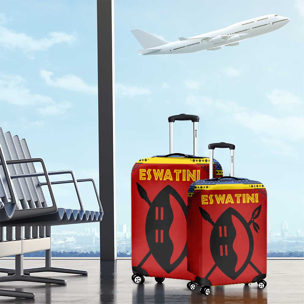 Eswatini Flag Luggage Cover Nguni Shield Spear Pattern