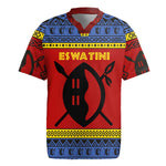 Eswatini Flag Rugby Jersey Nguni Shield Spear Pattern