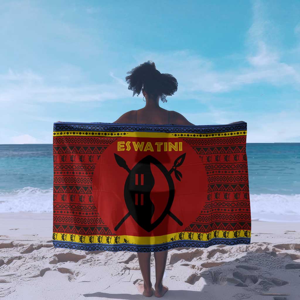 Eswatini Flag Sarong Nguni Shield Spear Pattern
