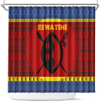 Eswatini Flag Shower Curtain Nguni Shield Spear Pattern