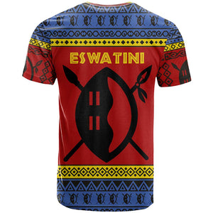 Eswatini Flag T shirt Nguni Shield Spear Pattern