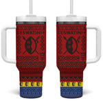 Eswatini Flag Tumbler With Handle Nguni Shield Spear Pattern