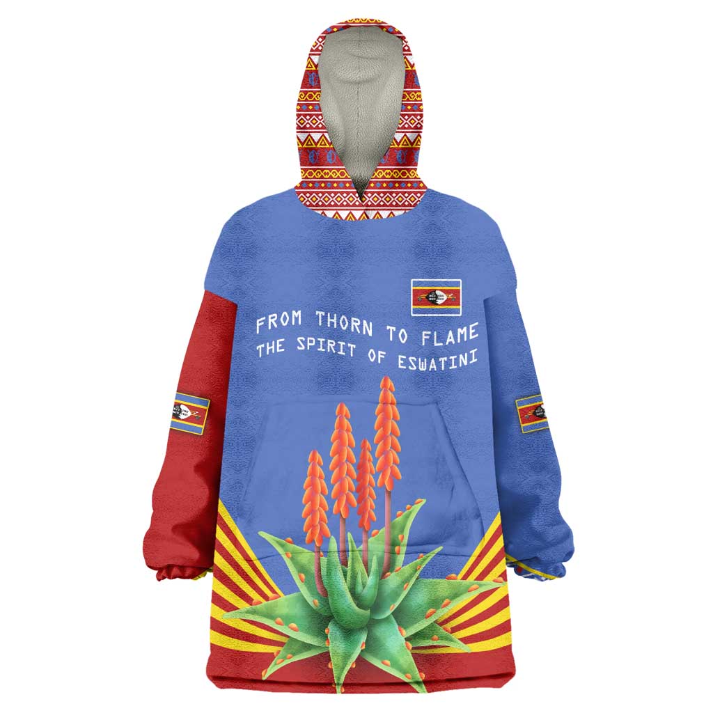 Aloe Vera Eswatini Kid Wearable Blanket Hoodie Flag Print and Cultural Motif From Thorn to Flame