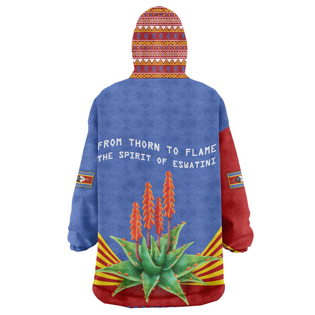 Aloe Vera Eswatini Kid Wearable Blanket Hoodie Flag Print and Cultural Motif From Thorn to Flame