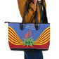 Aloe Vera Eswatini Leather Tote Bag Flag Print and Cultural Motif From Thorn to Flame