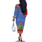Aloe Vera Eswatini Off The Shoulder Long Sleeve Dress Flag Print and Cultural Motif From Thorn to Flame