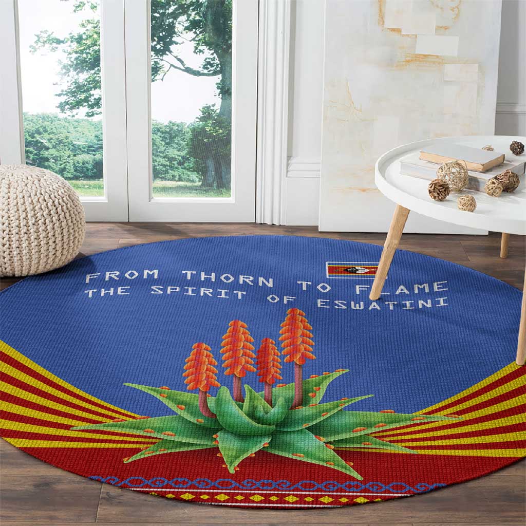 Aloe Vera Eswatini Round Carpet Flag Print and Cultural Motif From Thorn to Flame