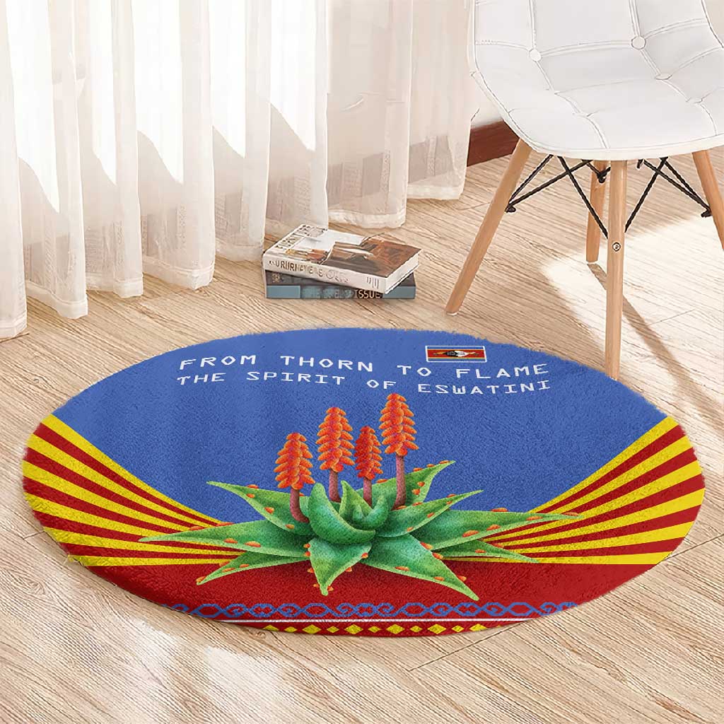 Aloe Vera Eswatini Round Carpet Flag Print and Cultural Motif From Thorn to Flame