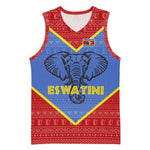Elephant Eswatini Basketball Jersey Swaziland Shield Tribal Pattern and National Flag TS04