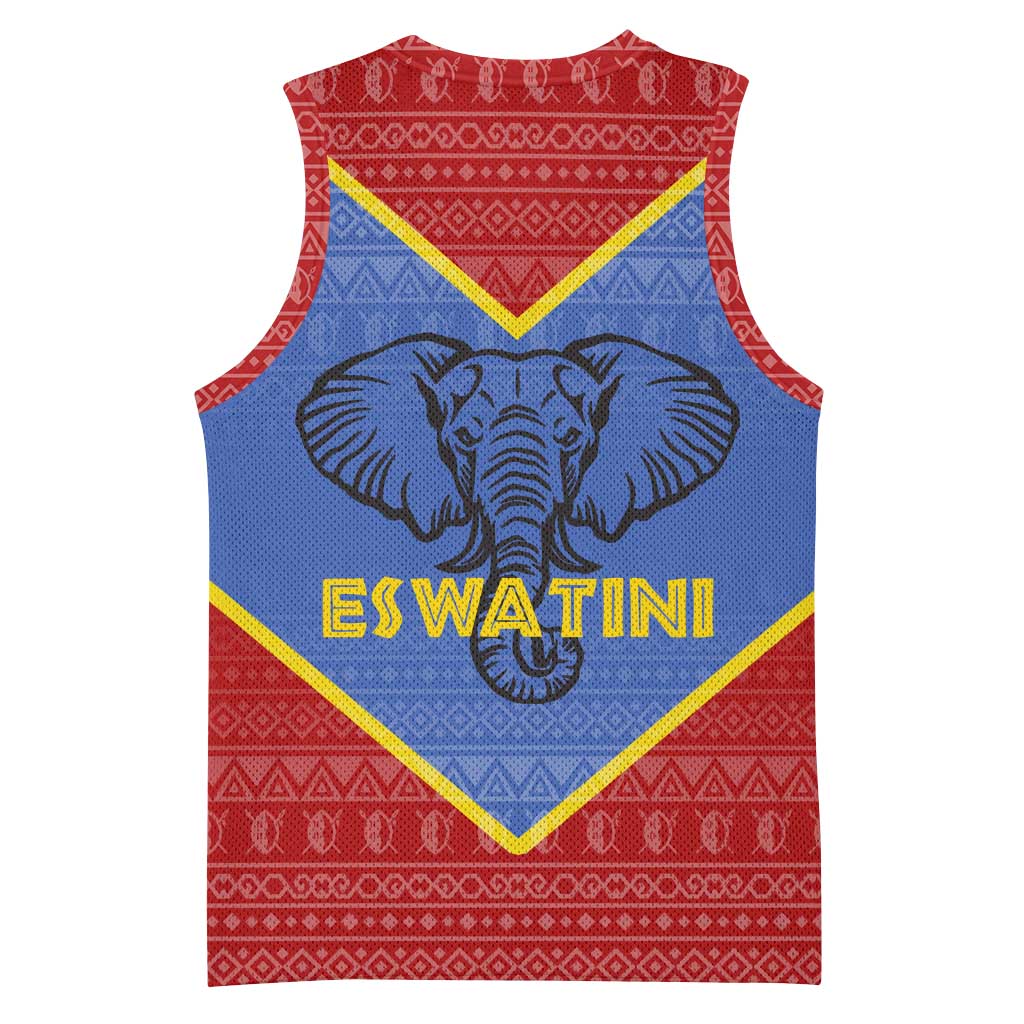 Elephant Eswatini Basketball Jersey Swaziland Shield Tribal Pattern and National Flag TS04