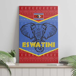 Elephant Eswatini Canvas Wall Art Swaziland Shield Tribal Pattern and National Flag