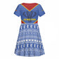 Elephant Eswatini Kid Short Sleeve Dress Swaziland Shield Tribal Pattern and National Flag