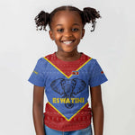 Elephant Eswatini Kid T shirt Swaziland Shield Tribal Pattern and National Flag