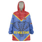 Elephant Eswatini Kid Wearable Blanket Hoodie Swaziland Shield Tribal Pattern and National Flag