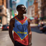 Elephant Eswatini Men Tank Top Swaziland Shield Tribal Pattern and National Flag