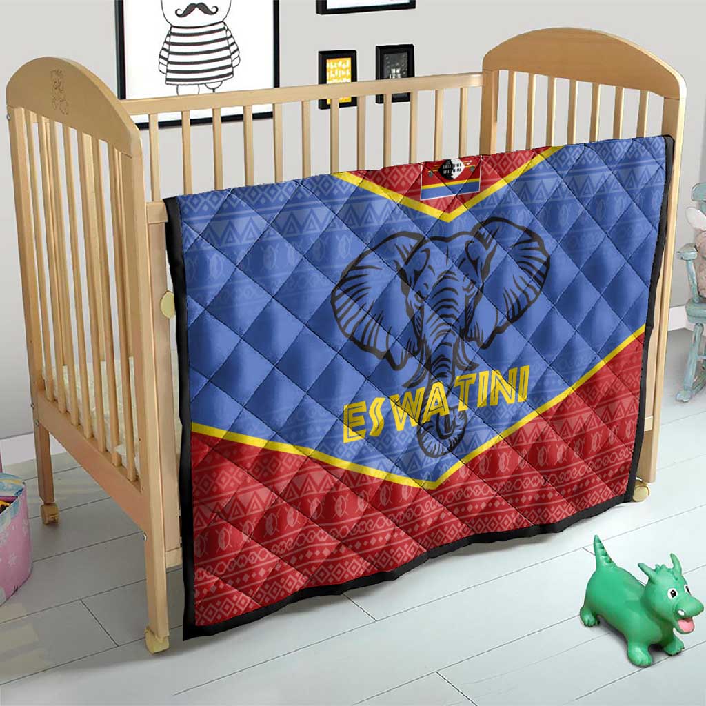 Elephant Eswatini Quilt Swaziland Shield Tribal Pattern and National Flag