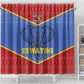 Elephant Eswatini Shower Curtain Swaziland Shield Tribal Pattern and National Flag
