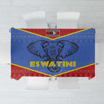 Elephant Eswatini Tablecloth Swaziland Shield Tribal Pattern and National Flag