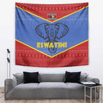 Elephant Eswatini Tapestry Swaziland Shield Tribal Pattern and National Flag