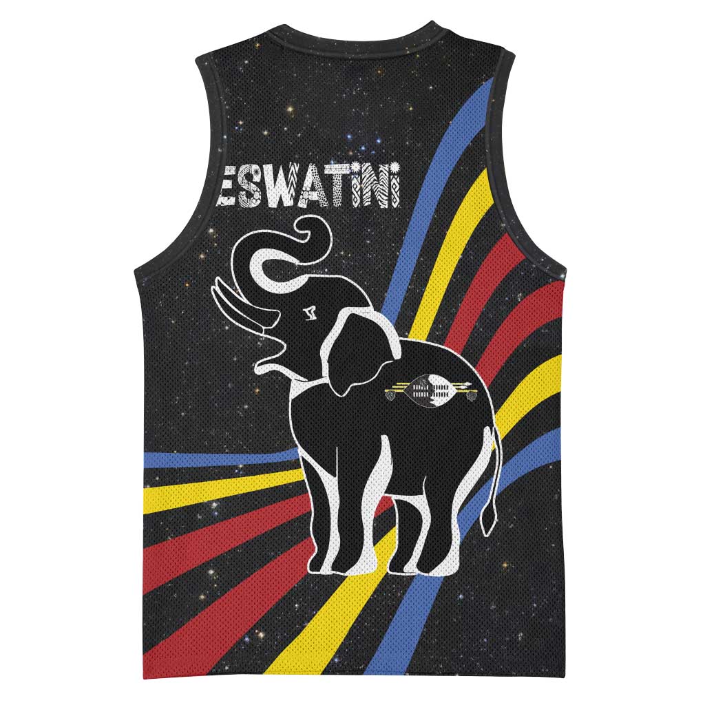 Eswatini Elephant Basketball Jersey Swazi Flag Colors and Cosmic Background TS04