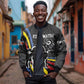 Eswatini Elephant Bomber Jacket Swazi Flag Colors and Cosmic Background