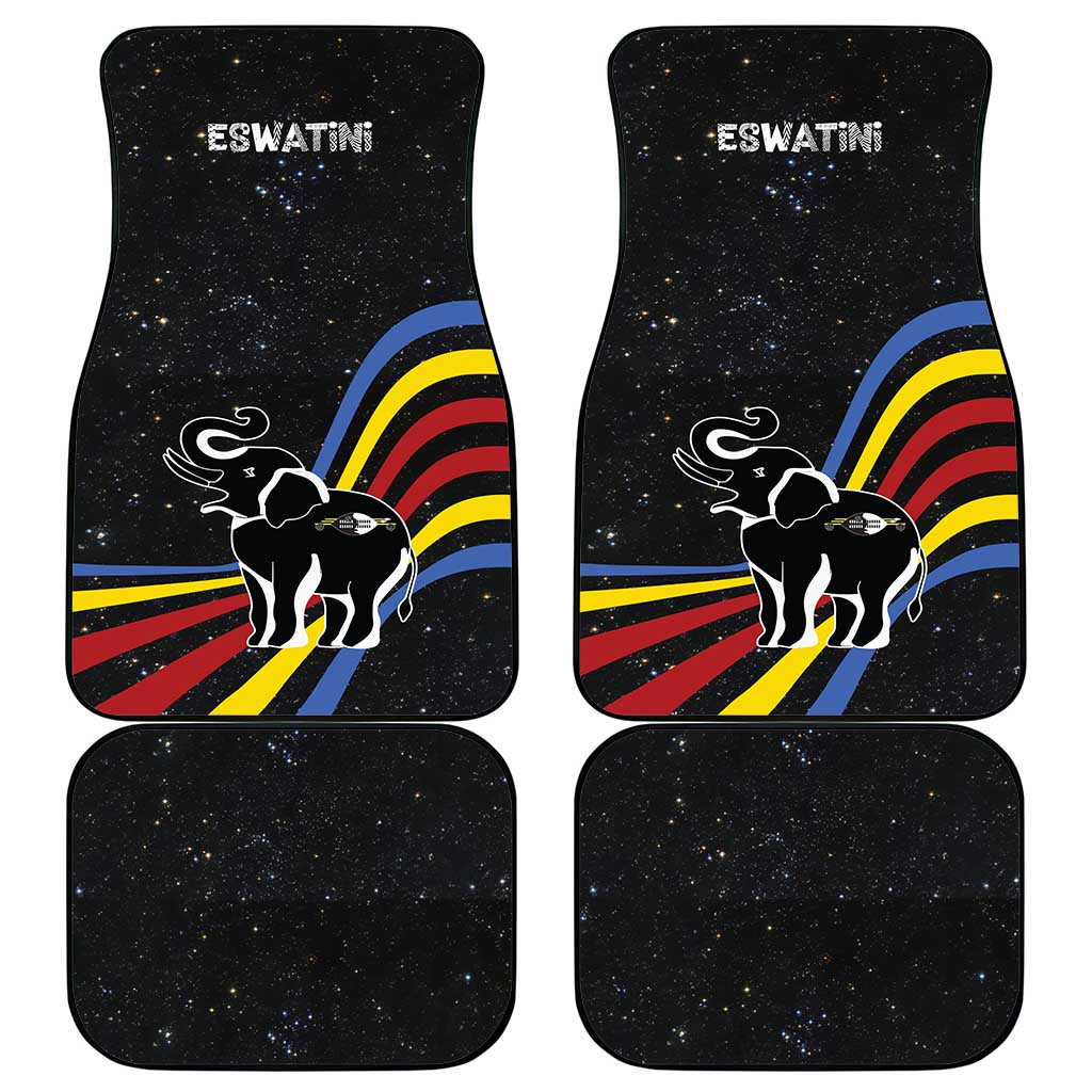 Eswatini Elephant Car Mats Swazi Flag Colors and Cosmic Background