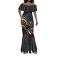 Eswatini Elephant Mermaid Dress Swazi Flag Colors and Cosmic Background