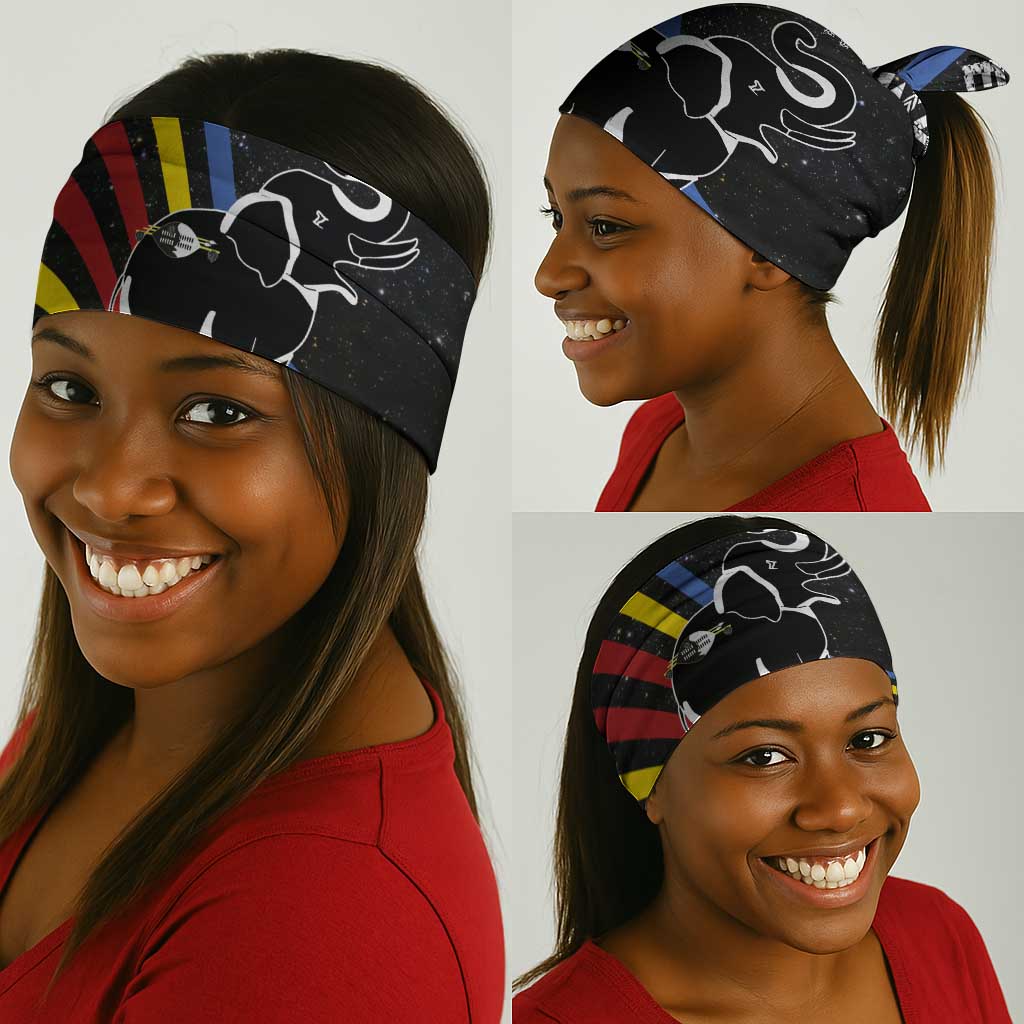 Eswatini Elephant Neck Gaiter Swazi Flag Colors and Cosmic Background TS04