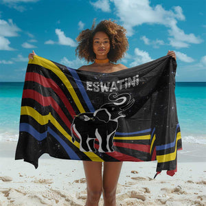 Eswatini Elephant Sarong Swazi Flag Colors and Cosmic Background