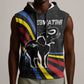 Eswatini Elephant Sleeveless Hoodie Swazi Flag Colors and Cosmic Background - African Pride