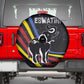 Eswatini Elephant Spare Tire Cover Swazi Flag Colors and Cosmic Background