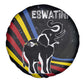 Eswatini Elephant Spare Tire Cover Swazi Flag Colors and Cosmic Background