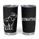 Eswatini Elephant Tumbler Cup Swazi Flag Colors and Cosmic Background
