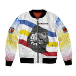 Eswatini Rhino Bomber Jacket Swazi Map Flag and African Traditional Patterns