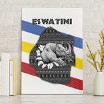 Eswatini Rhino Canvas Wall Art Swazi Map Flag and African Traditional Patterns