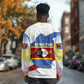 Eswatini Rhino Long Sleeve Shirt Swazi Map Flag and African Traditional Patterns