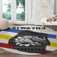 Eswatini Rhino Round Carpet Swazi Map Flag and African Traditional Patterns