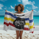 Eswatini Rhino Sarong Swazi Map Flag and African Traditional Patterns
