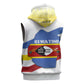 Eswatini Rhino Sleeveless Zip Hoodie Swazi Map Flag and African Traditional Patterns - African Pride