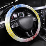 Eswatini Rhino Steering Wheel Cover Swazi Map Flag and African Traditional Patterns