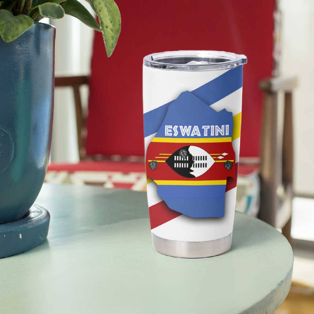Eswatini Rhino Tumbler Cup Swazi Map Flag and African Traditional Patterns