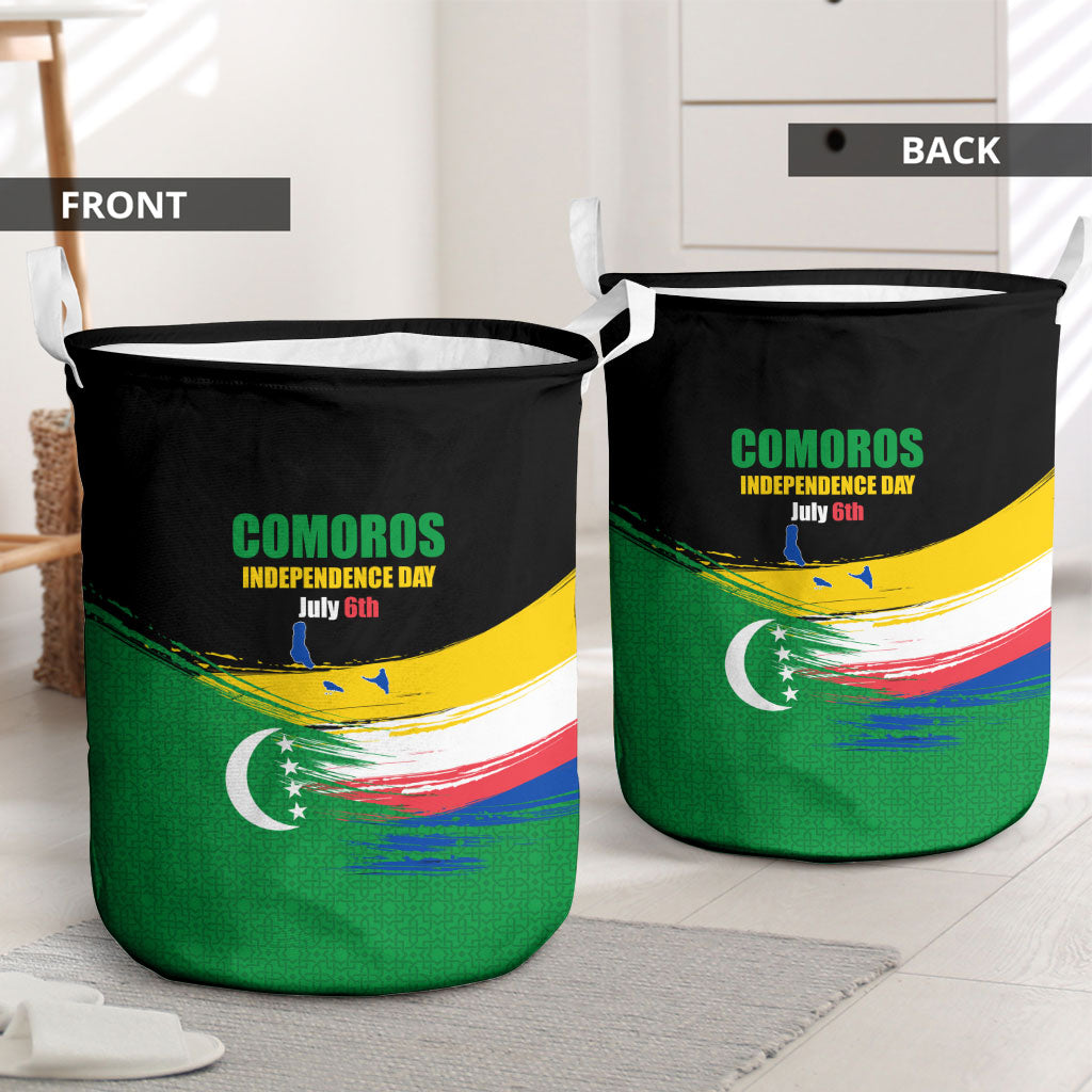 Comoros Independence Day Laundry Basket Comorian Flag Brush Stroke National Pride Graphic