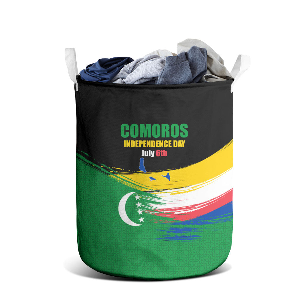 Comoros Independence Day Laundry Basket Comorian Flag Brush Stroke National Pride Graphic
