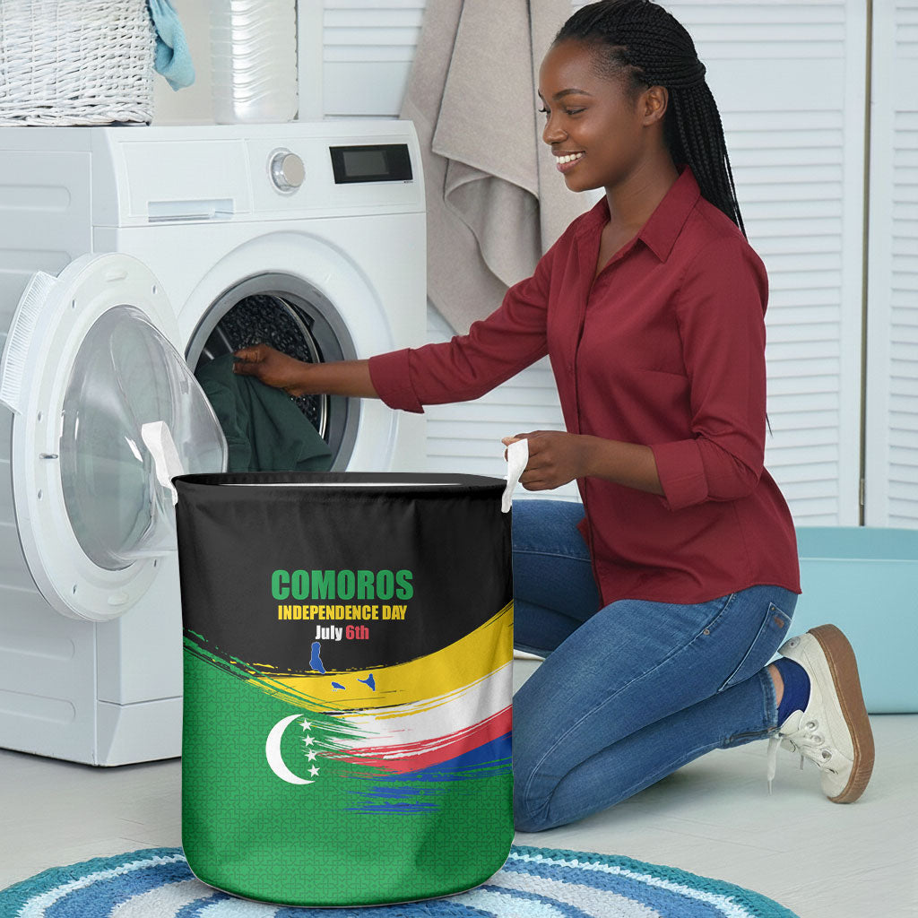 Comoros Independence Day Laundry Basket Comorian Flag Brush Stroke National Pride Graphic
