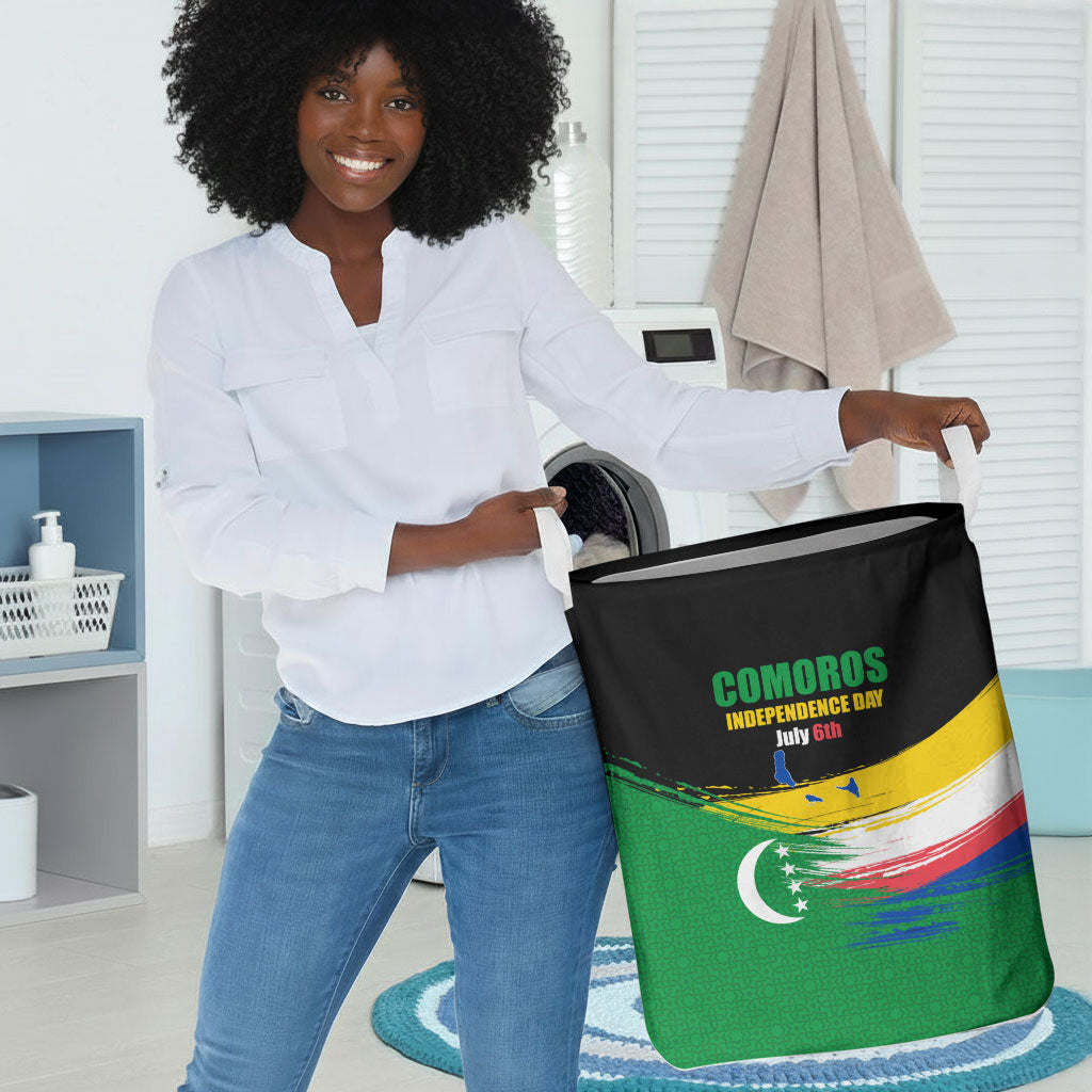 Comoros Independence Day Laundry Basket Comorian Flag Brush Stroke National Pride Graphic