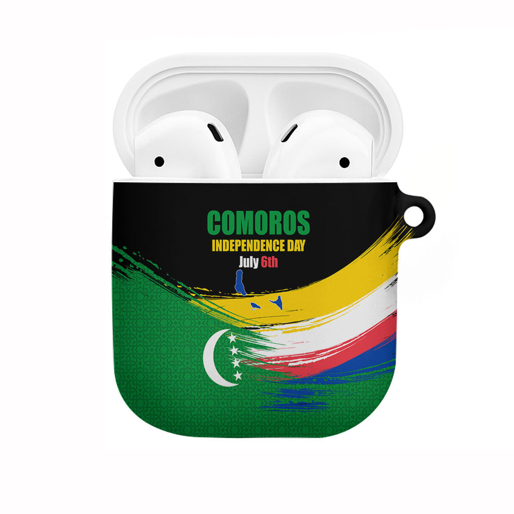Comoros Independence Day AirPods Case Comorian Flag Brush Stroke National Pride Graphic