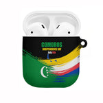 Comoros Independence Day AirPods Case Comorian Flag Brush Stroke National Pride Graphic