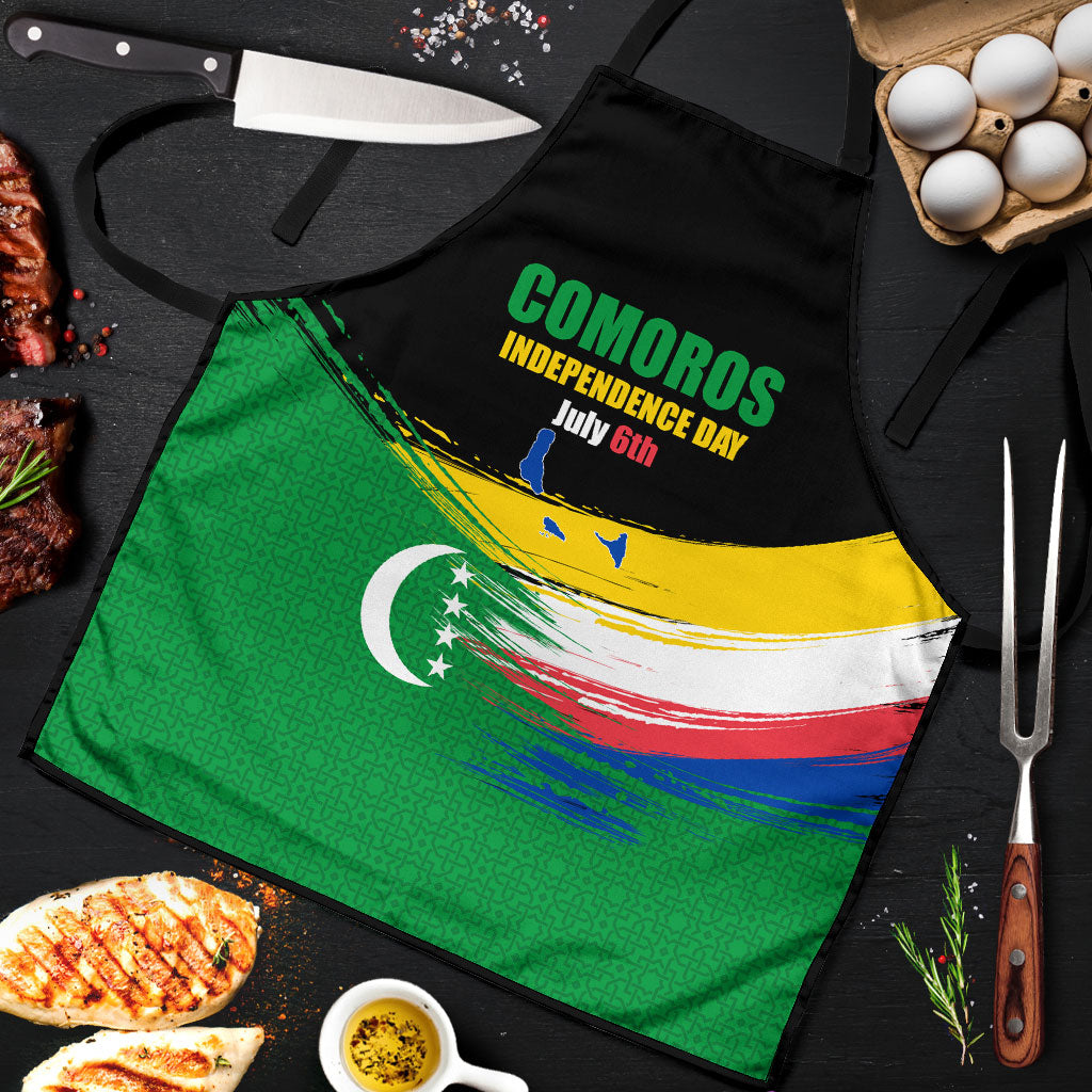 Comoros Independence Day Apron Comorian Flag Brush Stroke National Pride Graphic