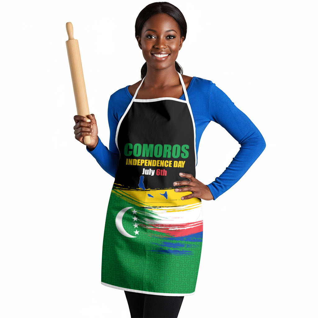 Comoros Independence Day Apron Comorian Flag Brush Stroke National Pride Graphic